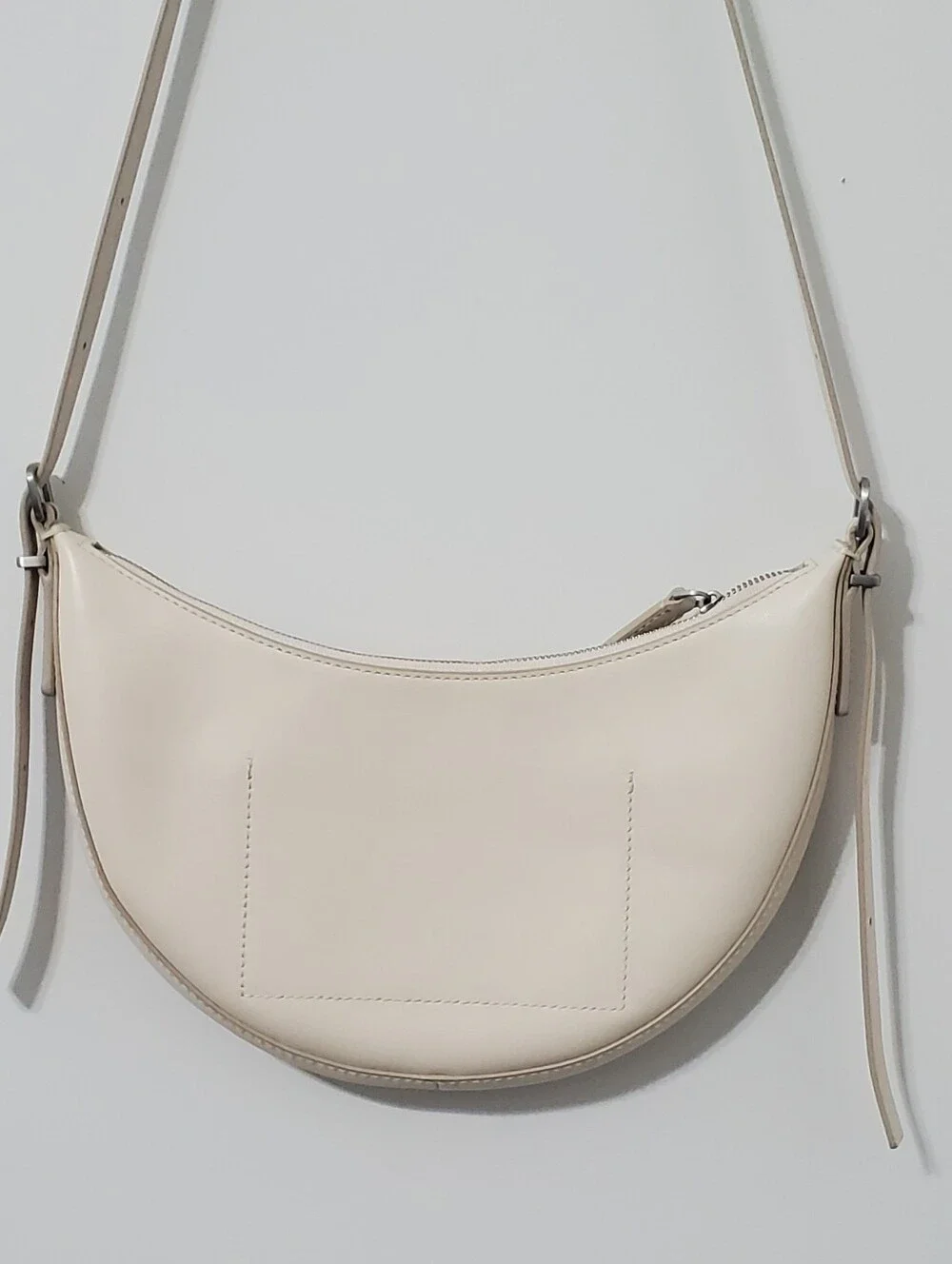 Madewell Ecru Studded Leather Crescent Small Crossbody Bag